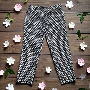 White House Black Market Slim Ankle Pants 6R Geometric Preppy Mod Career Stretch
